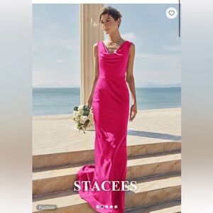 Trumpet/Mermaid Cowl Neck Sleeveless Floor-Length Stretch SatinBridesmaidDress🩷